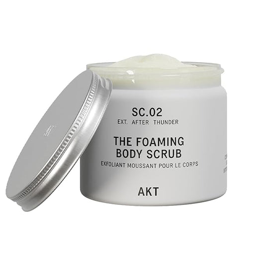 AKT The Foaming Body Scrub 8.4 Fl Oz, Skin Exfoliator, Body Scrub with Rice & Sugar, Papaya & Nourishing Oils, Natural Exfoliating Sugar Scrub with Vitamin E, Dead Skin Remover for Body