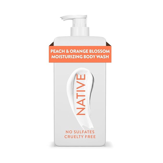 Native Moisturizing Body Wash Contains Naturally Derived Ingredients | For Women & Men, Sulfate, Dye, & Paraben Free Leaving Skin Soft and Hydrated | Peach & Orange Blossom 18 oz
