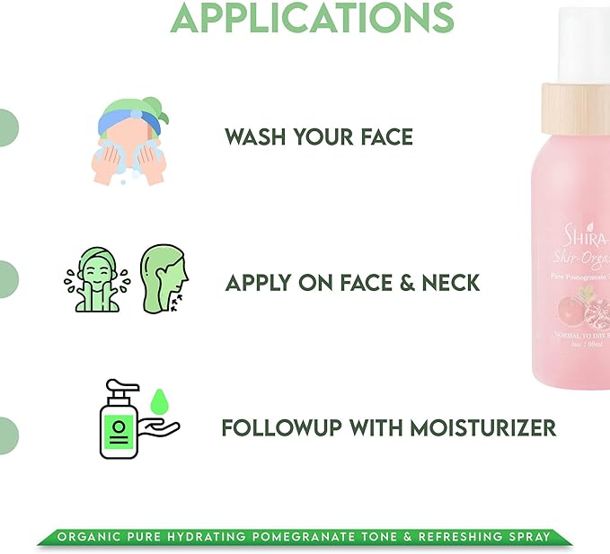 Shir 89ml - Pomegranate Facial Toner & Hydrating Mist - Natural Glow Toner for Women, Organic Brightening Toner for Daily Skincare, Suitable for All Skin Types, Refreshing & Hydrating