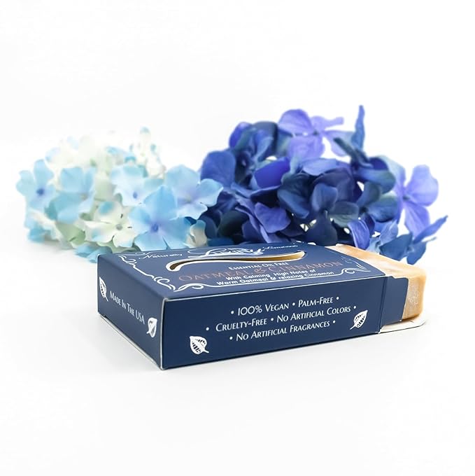 Luxiny Oatmeal Cinnamon Handmade Bar Soap for Bath and Body, Palm Oil Free Moisturizing Vegan Natural Castile Soap made with Oatmeal, Cocoa & Shea Butter & Aloe for Eczema, Dry, Sensitive Skin(Single)