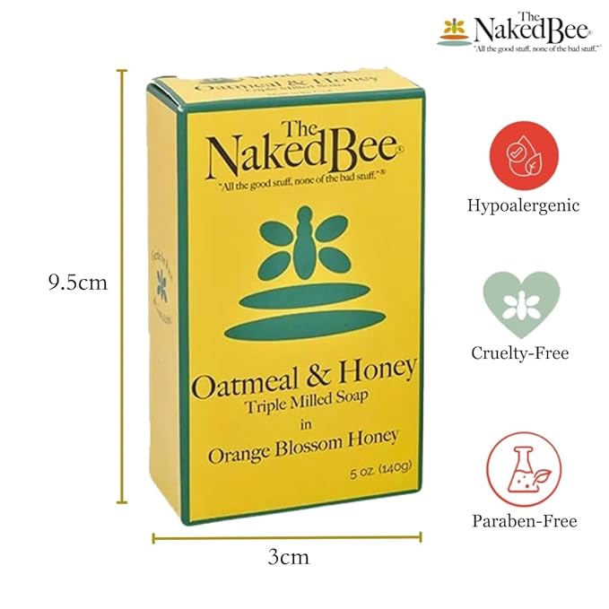 The Naked Bee Oatmeal & Honey Triple Milled Soap, 5 Ounce, 3 Pack, Orange Blossom Honey