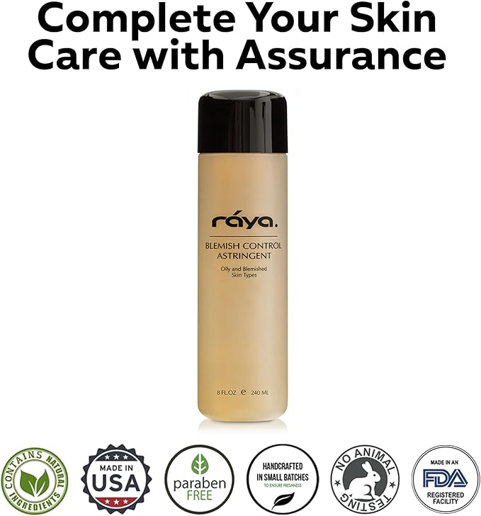 RAYA Blemish Control Astringent (705), Facial Toner for Very Oily and Break-Out Skin, with Vitamin B Complex to Balance pH and Helps Regulate Oil Production, Cruelty & Paraben Free - 8 fl oz
