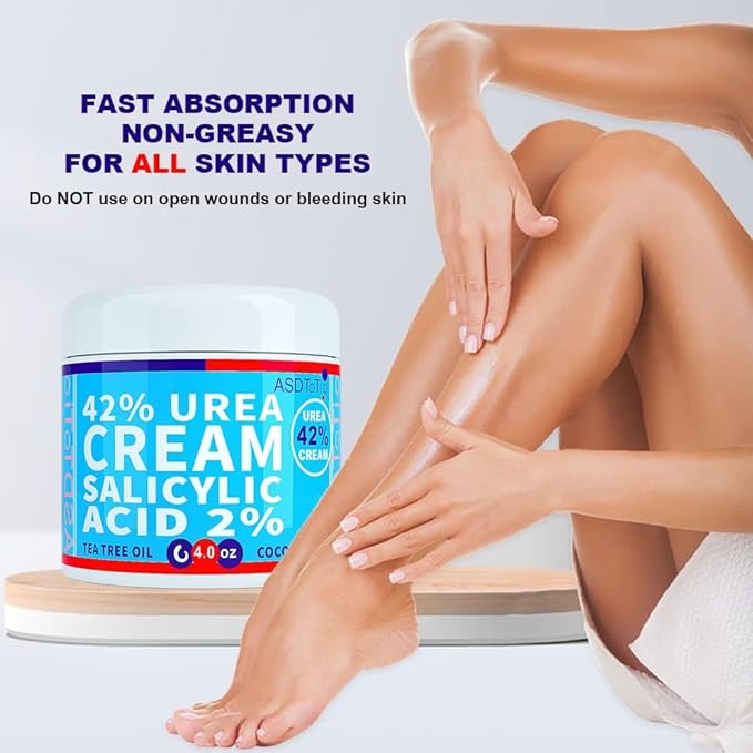Urea Cream 42% - Premium Urea Foot Cream - With 2% Salicylic Acid, Tea Tree Oil, Shea Butter, Aloe Vera - For Feet, Hands, Heels, Elbows, Knees and More - 8 oz