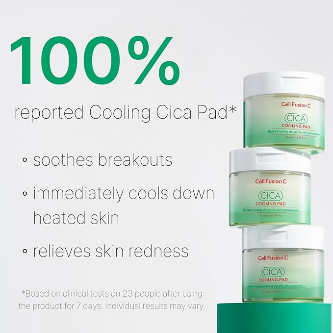 Cell Fusion C Post Alpha CICA Cooling Toner Pad, Redness Relieving & Cooling Korean Toner Pads, Centella Asiatica and Madecassoside, 70 Pads / 6.08 fl.oz.