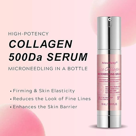 Collagen Microneedling Serum for Face Firming & Elasticity with 500da Collagen, Pink Anti-Aging Face Serum for Women Soft & Plumping for Glass Skin, Every Night Skincare Routine 50ml
