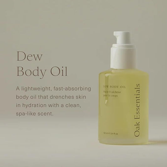Oak Essentials Dew Body Oil | Nourishing Daily Body Oil for Radiant, Supple Skin with Borage Seed Oil, Cedarwood, and Sweet Almond Oil, 3.4 Fl Oz