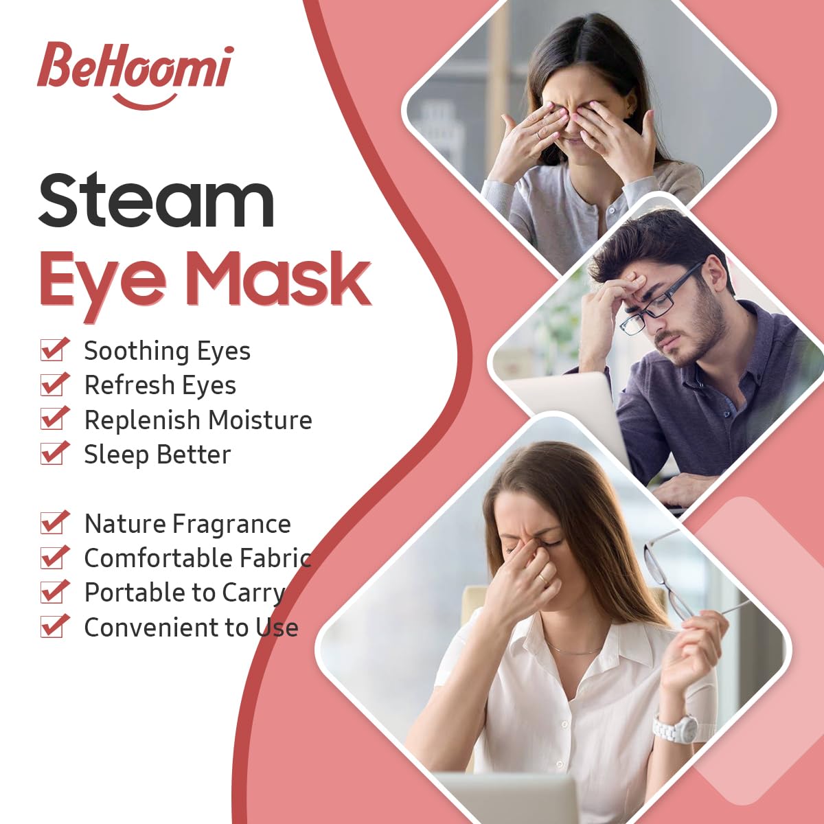 Steam Eye Mask, 10 Packs Heated Eye Mask, Self Heating Disposable SPA Warm Compress for Eyes Sleep Mask, Soothing Moist Heat Eye Masks, Travel Essentials & Relaxation Gifts (Rose Scent)