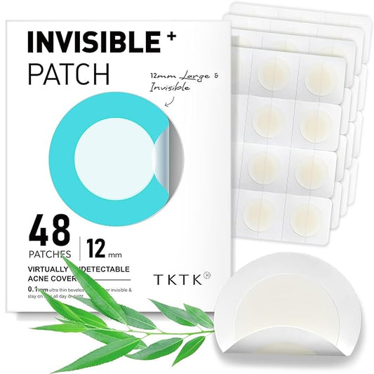 TKTK Pimple Patches, 12 mm Invisible Acne Patches for Face with Salicylic Acid, 0.01cm Extra Thin Outer Edge, Hydrocolloid Zit Patch for Pustule, Whitehead, Cystic Acne Spot, 48 Count