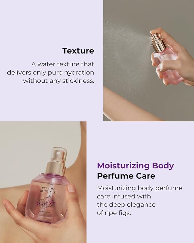 BOM Petit Fig Perfume Body Mist 3.71 Fl Oz, Fig Scented Fine Mist with Hyaluronic Acid, Niacinamide & Vitamin C, Hydrating, Lightweight Spray with Long-Lasting Fragrance, Korean Skincare