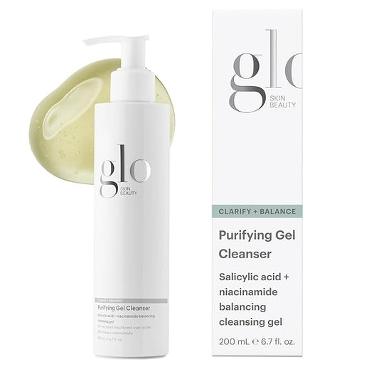 Glo Skin Beauty Purifying Gel Cleanser - Salicylic Acid + Niacinamide Face Wash Balances Skin, Targets Clogged Pores, Excess Oil & Breakouts - Gently Exfoliates & Minimizes Appearance of Fine Lines