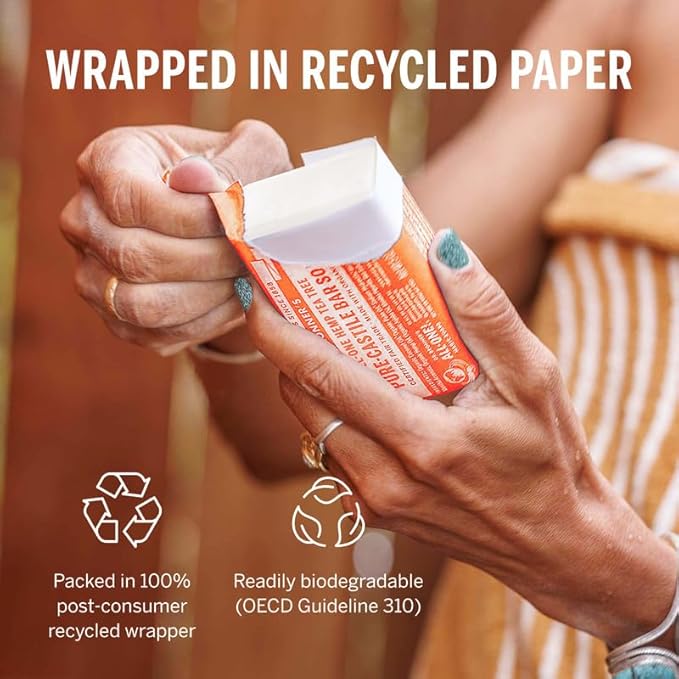 Dr. Bronner's Pure-Castile Magic Bar Soap (Tea Tree, 5 ounce, 6-Pack) - Made with Regenerative Organic Certified Oils, For Face, Body & Hair, Gentle, Vegan, Non-GMO