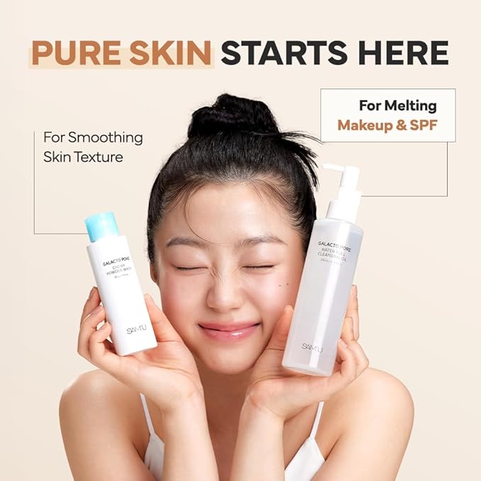 SAM'U Galacto Pore Water Full Cleansing Oil for Face, Korean Facial Cleanser & Makeup Remover with Galactomyces & Rice bran Oil, Non-Comedogenic, All Skin Types, 6.76 fl oz