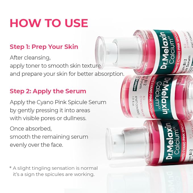 Dr.Melaxin Cemenrete Cyano Pink Spicule Serum with Calcium, pore tightening refines pores tightening serum 1.01 fl. oz.