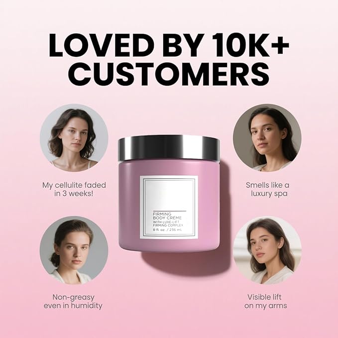 Champagne Lift Hydrating Firming Body Cream,Age-Defying Champagne Body Cream for Crepey,Dry & Sagging Skin, Rejuvenating Champagne Body Firming Cream with Pink Pepperslim & Luxe-Lift Complex, 8 oz