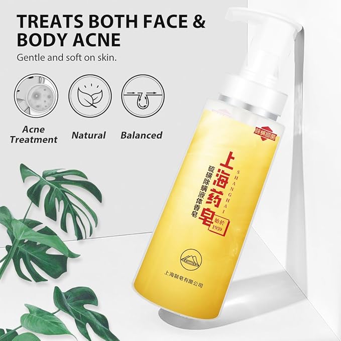 Bee & Flower Sulfur Soap Liquid Shampoo & Body Wash - Daily Head to Toe Skin Care Product for Men and Women - 10.8 Fl Oz - Pack of 1