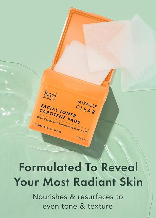 Rael Toner Pads - Cotton Pad for Face, Korean Skin Care, Dual Textured, Exfoliating and Soothing with Carotene, Niacinamide, Hyaluronic Acid, Hydrating, Vegan (70 Count)