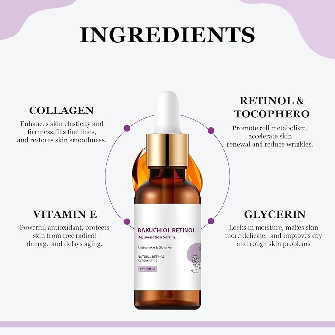 Venature Bakuchiol Retinol Serum, Retinol & Vitamin for Wrinkles Bakuchiol Face Serum Korean (2Pcs)