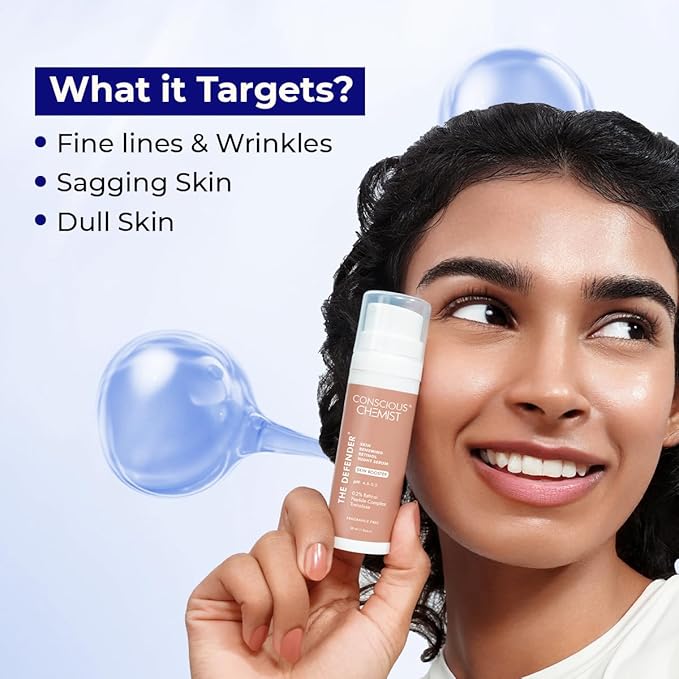 Conscious Chemist® Multi Peptide & 0.2% Retinol Serum | Anti Aging Serum | Boosts Collagen & Reduces Fine Lines, Wrinkles | Probiotics & Cica Water | Fragrance Free, Cruelty Free | 30ml