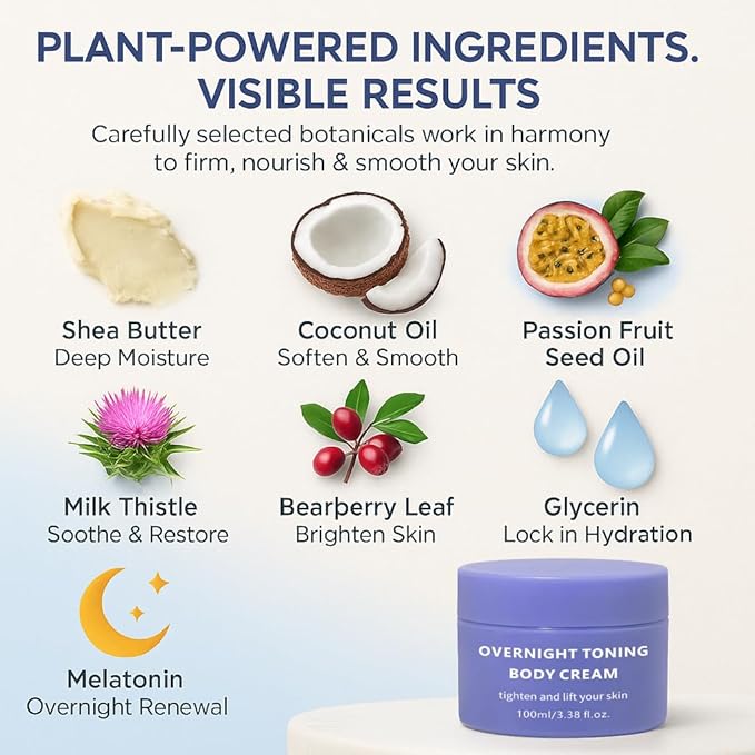 Overnight Toning Whip, Overnight Toning Body Firming Cream, Body Firming Whip That Works While You Sleep, Natural firming Oil Suitable for All Skin Types (1 PCS)