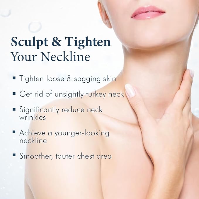 SkinPro Neck Firming and Tightening Cream - Neck Cream with Retinol and Marine Collagen - Anti Aging, Tighten and Lift Cream for Saggy Skin and Turkey Neck