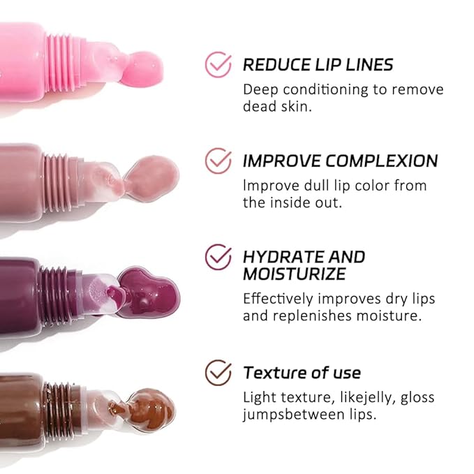 1Pcs Tinted Lip Balm Serum Makeup, Squeeze Hydrating Tint Lips Balms Serum Cosmetic, Women Care Glossy Nourishing Plumping Lip Stain Gloss Lipstick, Suitable for dry lips, Long-Lasting Color 08