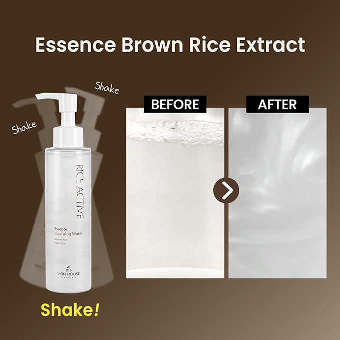 THE SKIN HOUSE Rice Essence Cleansing Water – Gentle Micellar Cleanser with Rice Extract for Hydrating | No-Rinse, Non-Irritating Makeup Remover | 150ml / 5.07 fl.oz