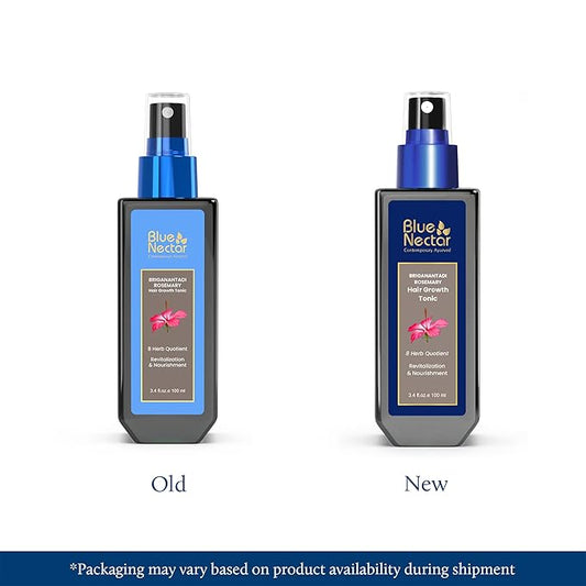 Blue Nectar Hair Growth Serum with Rosemary Oil for Hair Growth | Ayurvedic Hair Tonic Spray (8 Herbs, 3.38 Fl Oz)
