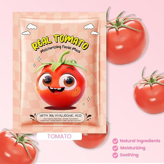 8 Pack Tomato Kids Face Mask,Pink Face Masks Skincare Spa Day Kit Supplies,Spa Party Favors for Teens Girls Women,Sheet Facial Mask Skincare Gifts Set,Moisturize Soothe for All Skin Types