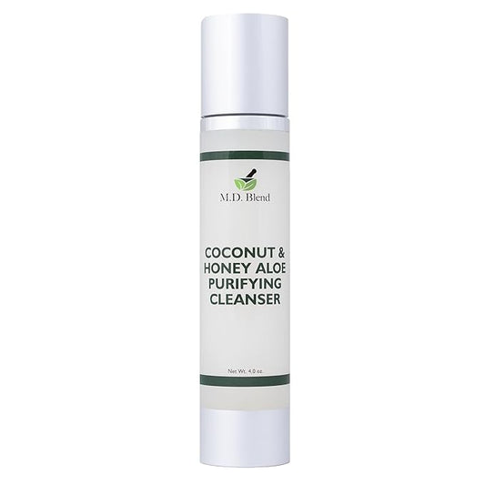 Coconut & Honey Aloe Purifying Cleanser | Organic Face Wash for Women & Men | Gentle Vegan Foaming Facial Cleanser for All Skin Types | Non-Toxic, Clean Ingredients | 120ml Airless Pump