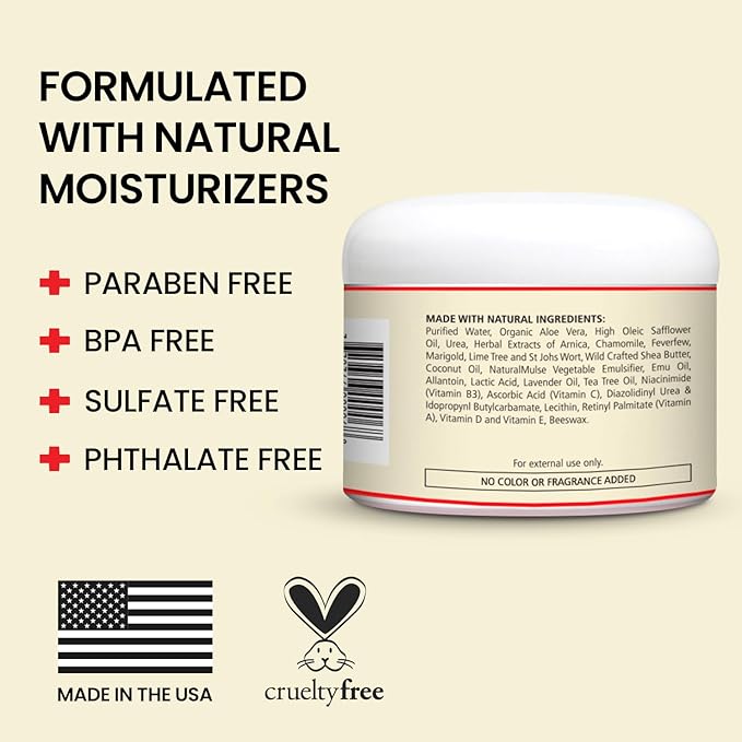 All-Natural Advanced Formula Foot Cream, Shea Butter, Organic Aloe Vera & Tea Tree Oil, Care for Dry, Cracked Heels & Calloused Feet, Healing Moisturizer Repair Balm, 4.5 oz