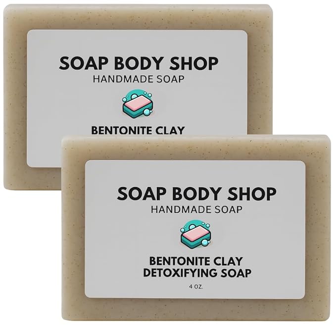 Bentonite Clay Detoxifying Soap, Detoxifying Body Soap, Handmade Soap Bar, Body Soap Bars Moisturizing, Bentonite Clay Powder, Detoxifying Soap, Essential Oil Soap, Goat Milk Soap, 4 oz. Bar (2 Pack)