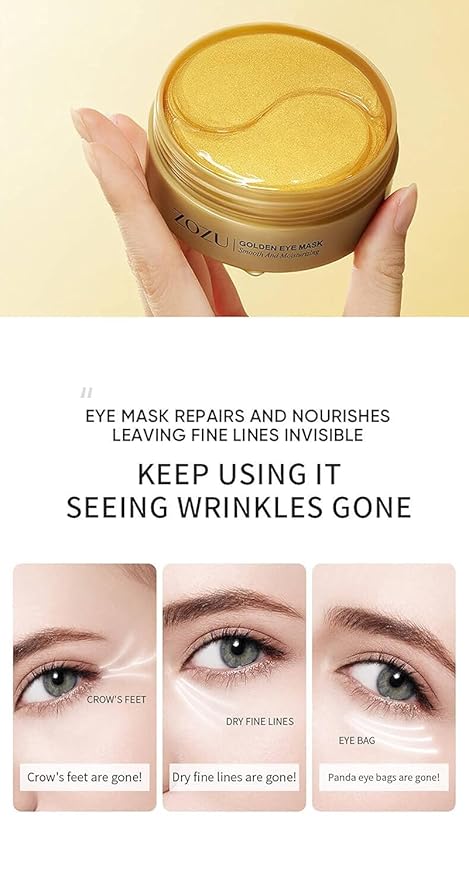 Green Cosmos 24k Under Eye Patches - 30 Pairs - Under Eye Mask for Eye Care,Hydrating Moisturizing Eye Mask Patch Under Eye Patches for Dark Circles and Puffiness (24K Gold)