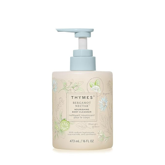 Thymes Nourishing Body Cleanser - Large Moisturizing Body Wash with Pump - Hydrating Cleanser - Notes of Bergamot, Orange Flower, Lemon, Lotus & Sandalwood. (Bergamot Nectar, 16 fl oz)