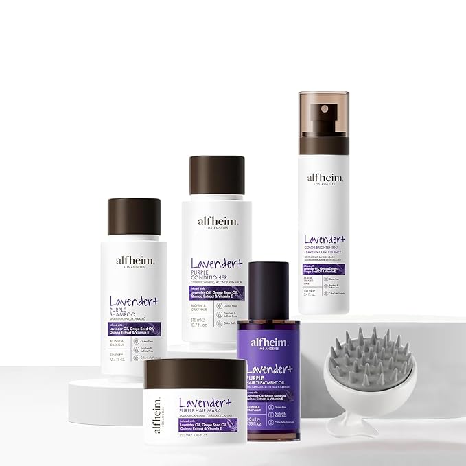 Alfheim Lavender+ Purple Hair Care Gift Set | Purple Shampoo & Conditioner for Blonde, Silver & Highlighted Hair | Neutralizes Brass, Hydrates & Shines | Sulfate-Free, Color-Safe | Holiday Gift Set