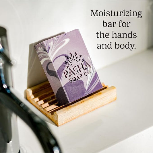 Pacha Soap Co. Bar Soap - Premium, Handcrafted, Hydrating, Natural Face Wash, Hand Cleanser, Body Wash, Soothing Essential Oils (French Lavender, 5-Pack, 4 oz ea)