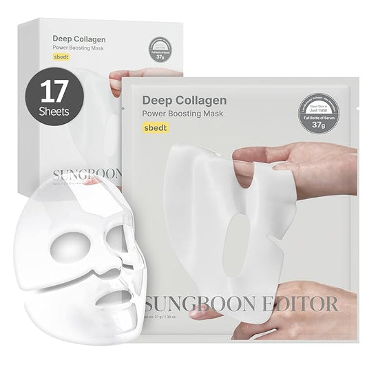 SUNGBOON EDITOR Deep Collagen Overnight mask 37gx17ea | Real Collagen 2,160,000PPB for Elasticity | TikTok Trend Items | Original Hydrating Collagen Face Mask | Korean Skin Care
