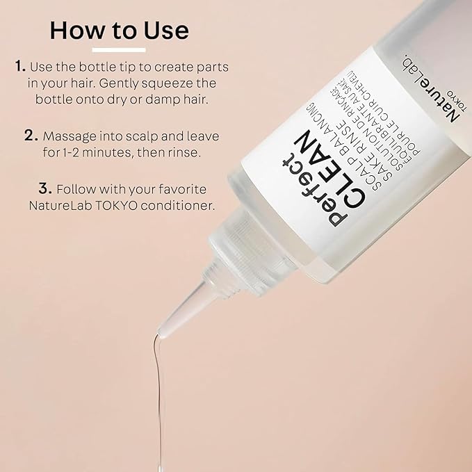 NatureLab.TOKYO Perfect Clean Clarifying Scalp Scrub 2-in-1 Shampoo and Scalp Scrub Hair Treatment (8.1 oz) & Perfect Clean Scalp Balancing Sake Rinse (7 oz)