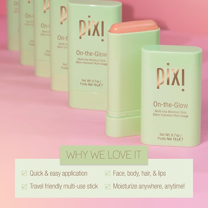 Pixi Beauty On-the-Glow | Colorless Solid Moisturizer Stick | Multi-Use Moisturizer | Travel-Friendly Hydration Anywhere You Go | 0.67 Oz