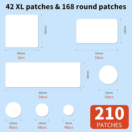 Large Pimple Patches for Face, 7 Sizes 210 Counts XL Acne Patches, Big Hydrocolloid Bandages for Body, Chin, Forehead, Chest, Back Zit Breakouts (Strip, Square, Round)