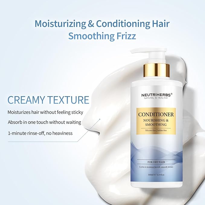 Neutriherbs Hair Conditioner for Dry, Frizzy Hair,Smoothing and Nourishing Hair Conditioner with Argon Oil,Sweet Almond Oil,Avocado Oil - 16.9 Fl Oz