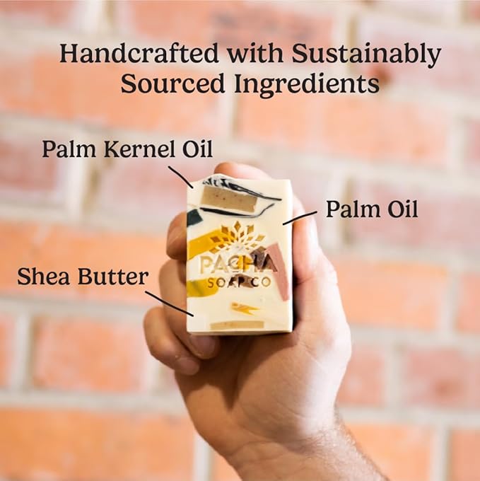 Pacha Soap Co. Bar Soap - Premium, Handcrafted, Hydrating, Natural Face Wash, Hand Cleanser, Body Wash, Soothing Essential Oils (Pachafetti, 5-Pack, 4 oz ea)