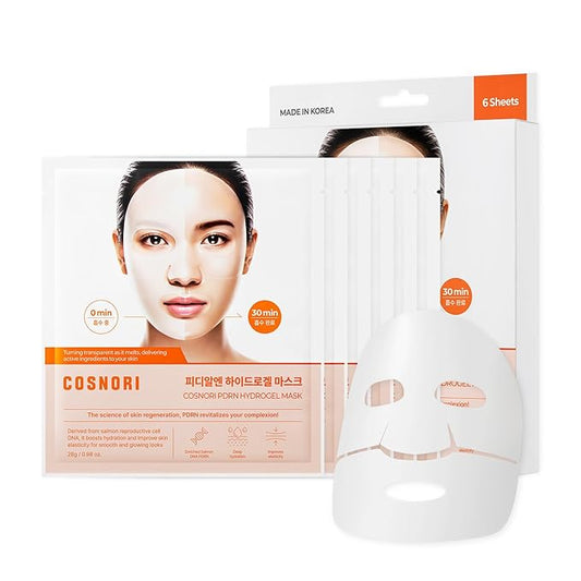 COSNORI PDRN Hydrogel Mask [6 Pack] - Enriched Salmon DNA PDRN, Intensive Nourishing, Elasticity Boost, Firming & Moisturizing, Deep Hydration, Korean Facial Mask, 0.98 oz(28g)