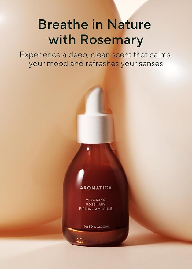 AROMATICA Vitalizing Rosemary Firming Ampoule Serum - Skin Revitalizing Retinol Serum for Face, Moisturizing & Strengthening Skin Barrier (30ml)