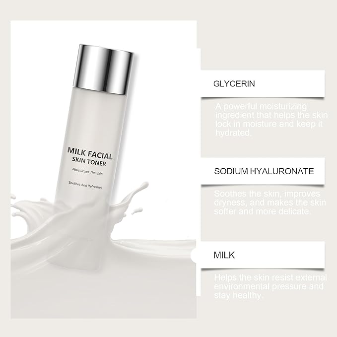 Milk Toner, Hydrating Toner for Face, Soothes Skin, Locks in Moisture, Reduces Redness, Barrier Repair, Pore Tightening, Fit for Sensitive & Oily Skin-150mL /3.38 Fl.Oz