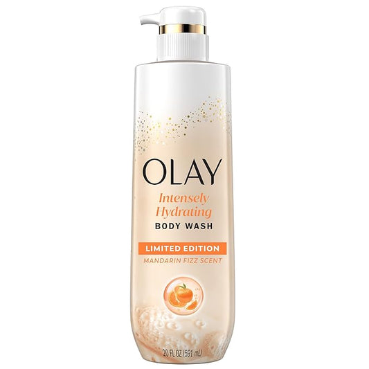 Olay Body Wash for Women, Intensely Hydrating, Pro-Hyaluronic Acid Serum Complex, Renews Moisture, Vitamin B3 Lameller Technology, For All Skin Types, Mandarin Summer Fizz Scent, 20 fl oz