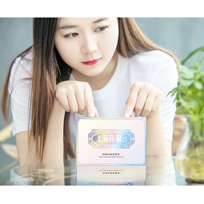 Bee & Flower Shanghai Yaozao Sulfur Soap for Acne Treatment 10% Sulfur Soap Cleansing Bar for Face and Body, All Natural Facial Cleanser for Acne, Oily Skin, 3.5oz