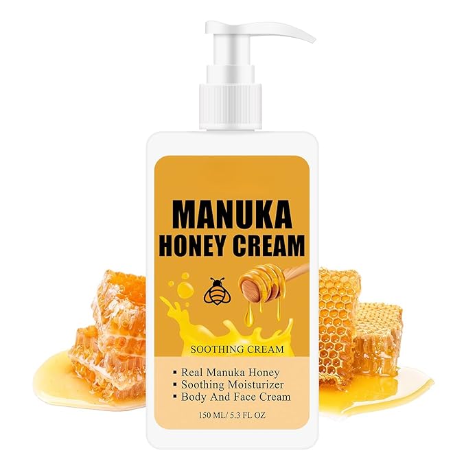 Manuka Honey Cream, Honey Firming Cream Body Lotion & Face Moisturizer Skin Care for Dry Crepey Wrinkle Sun Damaged Skin Tightening Body Cream for Women & Men 5.3oz