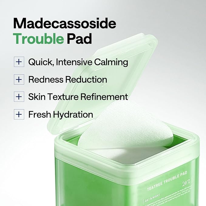 MEDIHEAL Teatree Trouble Facial Toner Pads with Tea Tree & Lactobacillus - Calming & Soothing for Sensitive & Acne Prone Skin - Vegan Face Gauze, 100 Pads