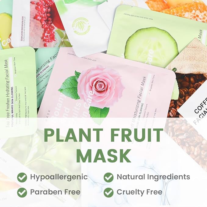 evpct 12Pack Kids Face Masks for Kids Girls Spa, Girls Kids Facial Spa Day Slumber Sleepover Birthday Party Favors Supplies Kit for Girl, Kid Friendly Facial Face Sheet Masks Bulk Skincare for Kid, B1