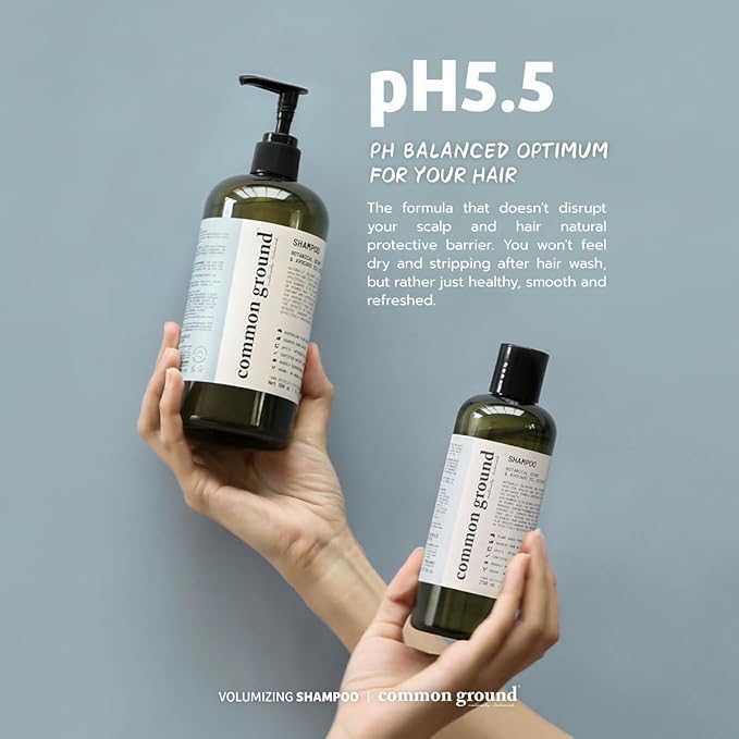 Common Ground All Natural Shampoo and Conditioner Set; Paraben and Cruelty Free, Organic, Vegan, Plant-Based Formula, Botanical Scent and Avocado Oil Extract, for Men and Women